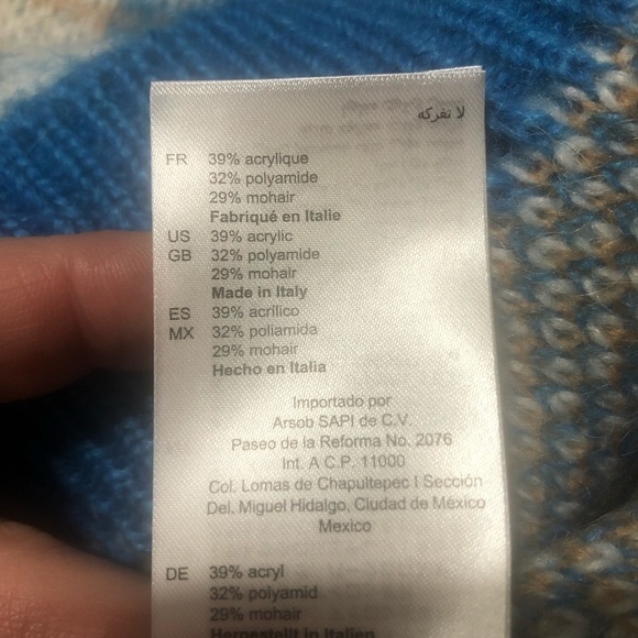 SANDRO Poesa Plaid Crew Neck Sweater in Ciel - Picture 11 of 12